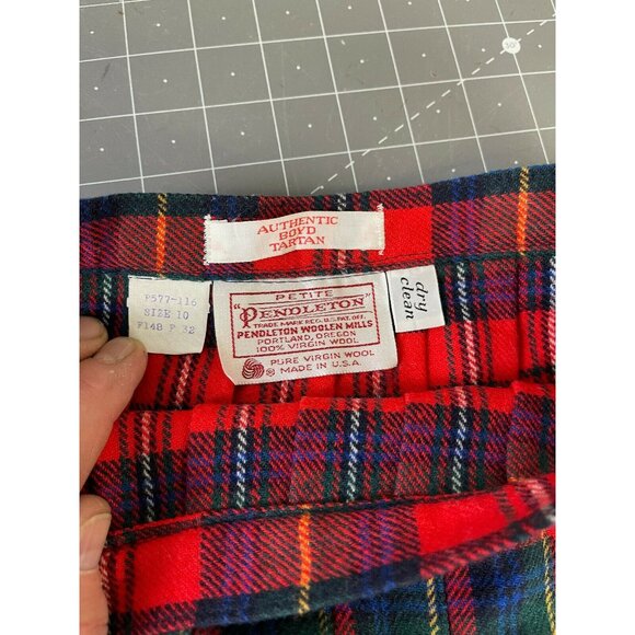Pendleton Boyd Tartan Red & Green Wool Pleated Skirt Size 10 P Made In USA Women - Picture 4 of 5